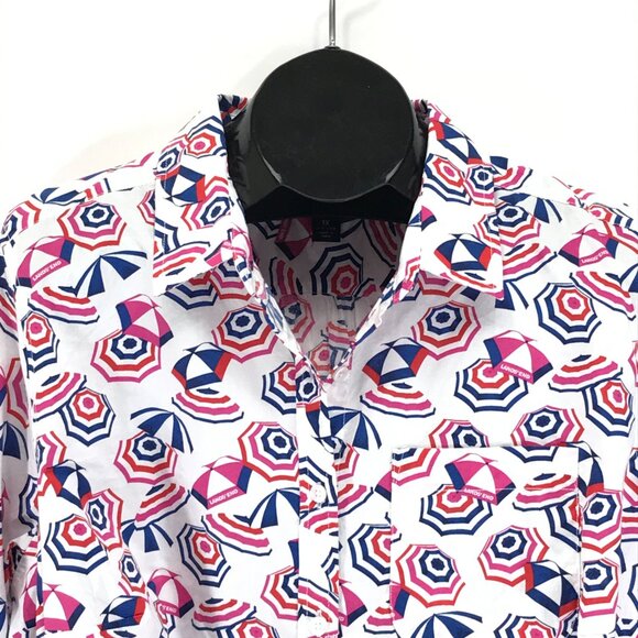 Lands' End Cotton Boyfriend Fit Long Sleeve Tunic Top Women's Plus 1X Umbrellas - Picture 2 of 13